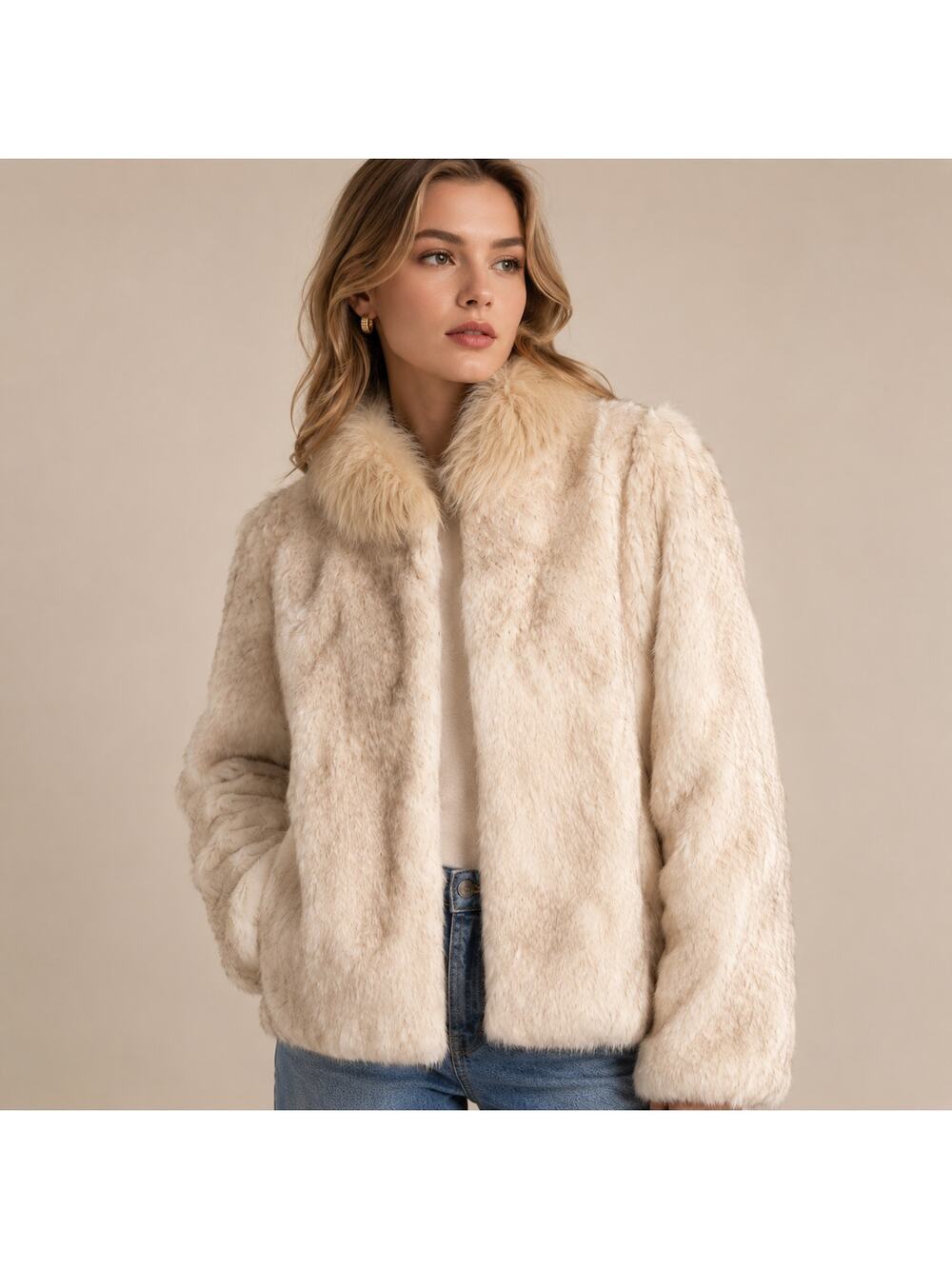 Vintage 1980s Dyed Rabbit Fur Coat Jacket M Made in Hong Kong Hook and Loop